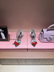 Fortok Saint Laurent MON CHÉRI High Heels Satin Silver - 2