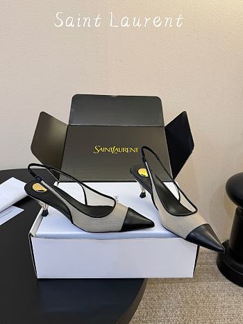 Fortok Saint Laurent Babylone Breteuil Slingback Pumps Black 6cm