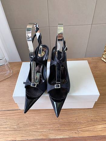 Fortok Saint Laurent Runway Heel Pointed-Toe Black 10cm