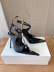 Fortok Saint Laurent Runway Heel Pointed-Toe Black 10cm - 5