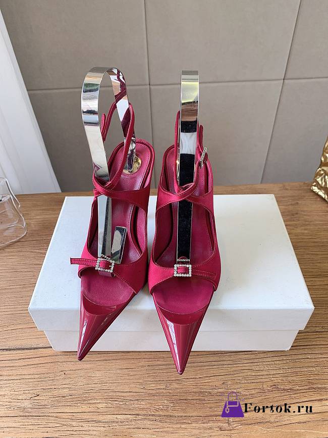 Fortok Saint Laurent Runway Heel Pointed-Toe Burgundy 10cm - 1