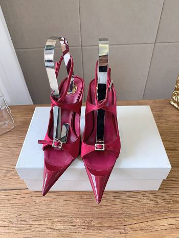 Fortok Saint Laurent Runway Heel Pointed-Toe Burgundy 10cm