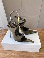 Fortok Saint Laurent Runway Heel Pointed-Toe Olive Green 10cm - 5