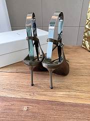 Fortok Saint Laurent Runway Heel Pointed-Toe Olive Green 10cm - 4