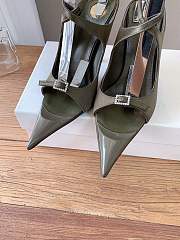 Fortok Saint Laurent Runway Heel Pointed-Toe Olive Green 10cm - 3