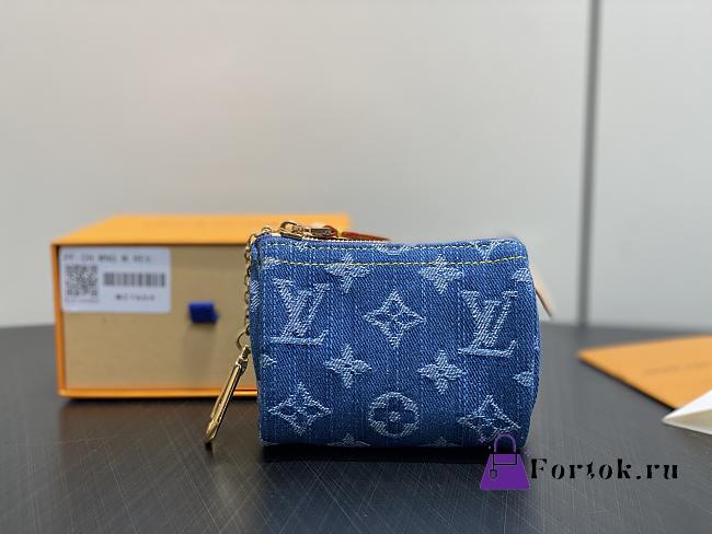 Fortok Louis Vuitton Trousse Speedy Pouch Blue Monogram Denim 11*7.5*6Cm - 1