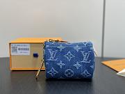 Fortok Louis Vuitton Trousse Speedy Pouch Blue Monogram Denim 11*7.5*6Cm - 1