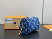 Fortok Louis Vuitton Trousse Speedy Pouch Blue Monogram Denim 11*7.5*6Cm - 5