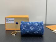 Fortok Louis Vuitton Trousse Speedy Pouch Blue Monogram Denim 11*7.5*6Cm - 3