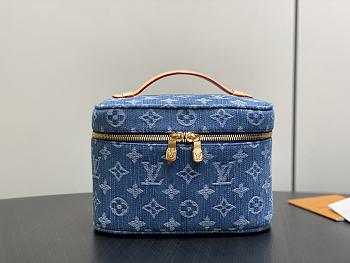 Fortok Louis Vuitton Nice Mini Bag Blue Monogram Denim 20*13.5*12Cm