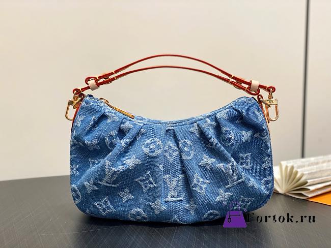 Fortok Louis Vuitton Pochette Valley Bag Blue Monogram Denim 21*15*7Cm - 1