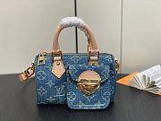Fortok Louis Vuitton Nano Speedy Bag Blue Monogram Denim 16*7.5*10Cm - 1