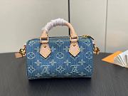 Fortok Louis Vuitton Nano Speedy Bag Blue Monogram Denim 16*7.5*10Cm - 6