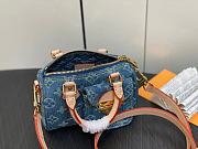 Fortok Louis Vuitton Nano Speedy Bag Blue Monogram Denim 16*7.5*10Cm - 5