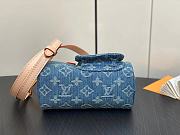 Fortok Louis Vuitton Nano Speedy Bag Blue Monogram Denim 16*7.5*10Cm - 4