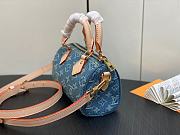 Fortok Louis Vuitton Nano Speedy Bag Blue Monogram Denim 16*7.5*10Cm - 2
