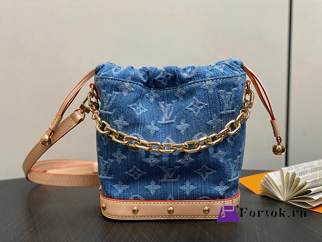 Fortok Louis Vuitton Noé Bag Blue Monogram Denim 20.5*17.5*8.8Cm - 1