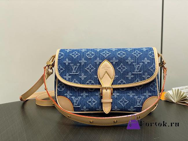 Fortok Louis Vuitton Diane Blue Monogram Denim 25*9*15Cm - 1