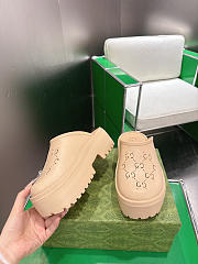 Fortok Gucci Rubber Monogram GG Platform Slide Clogs Brown 5cm - 3