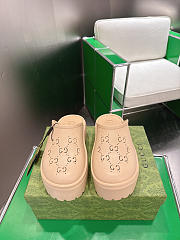 Fortok Gucci Rubber Monogram GG Platform Slide Clogs Brown 5cm - 2