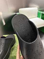 Fortok Gucci Rubber Monogram GG Platform Slide Clogs Black 5cm - 5