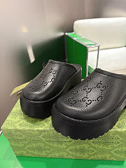 Fortok Gucci Rubber Monogram GG Platform Slide Clogs Black 5cm - 2