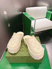 Fortok Gucci Rubber Monogram GG Platform Slide Clogs White 5cm - 1