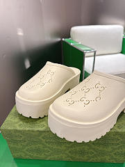 Fortok Gucci Rubber Monogram GG Platform Slide Clogs White 5cm - 5