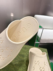 Fortok Gucci Rubber Monogram GG Platform Slide Clogs White 5cm - 4