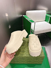 Fortok Gucci Rubber Monogram GG Platform Slide Clogs White 5cm - 3