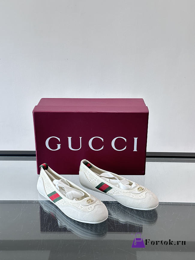 Fortok Gucci Shift Ballerinas White - 1
