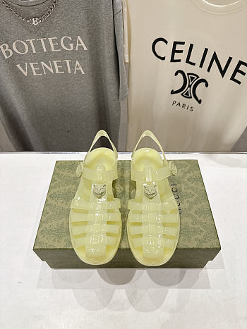 Fortok Gucci Fisherman Rubber Sandals Yellow Tiger Hardware