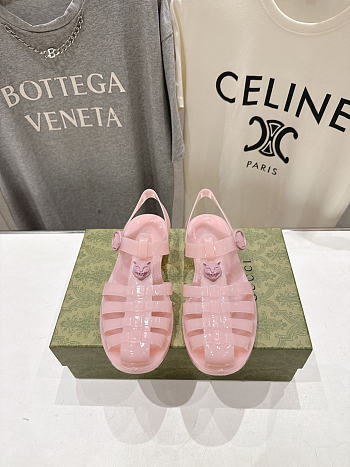 Fortok Gucci Fisherman Rubber Sandals Pink Tiger Hardware