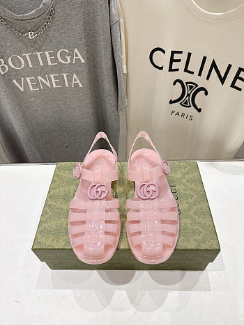 Fortok Gucci Fisherman Rubber Sandals Pink Double G