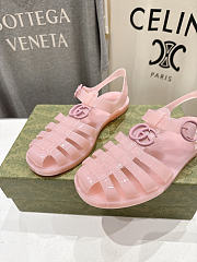 Fortok Gucci Fisherman Rubber Sandals Pink Double G - 6
