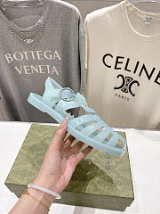 Fortok Gucci Fisherman Rubber Sandals Blue Double G - 5