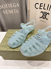 Fortok Gucci Fisherman Rubber Sandals Blue Double G - 3