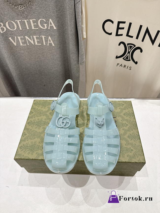 Fortok Gucci Fisherman Rubber Sandals Blue - 1