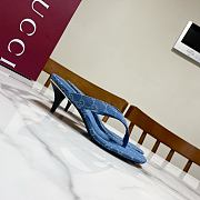 Fortok Gucci Vittoria Thong Sandals Blue GG Canvas 5.5cm - 5