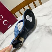Fortok Gucci Vittoria Thong Sandals Blue GG Canvas 5.5cm - 2