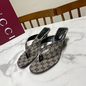 Fortok Gucci Vittoria Thong Sandals GG Canvas 5.5cm