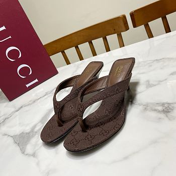 Fortok Gucci Vittoria Thong Sandals Brown GG Canvas 5.5cm