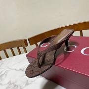 Fortok Gucci Vittoria Thong Sandals Brown GG Canvas 5.5cm - 3