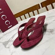 Fortok Gucci Vittoria Thong Sandals Burgundy GG Canvas 5.5cm - 1