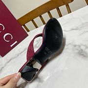 Fortok Gucci Vittoria Thong Sandals Burgundy GG Canvas 5.5cm - 6