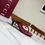 Fortok Gucci Vittoria Thong Sandals Burgundy GG Canvas 5.5cm - 4