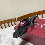 Fortok Gucci Vittoria Thong Sandals Black Leather 5.5cm - 2