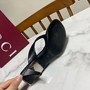 Fortok Gucci Vittoria Thong Sandals Black Leather 5.5cm - 5