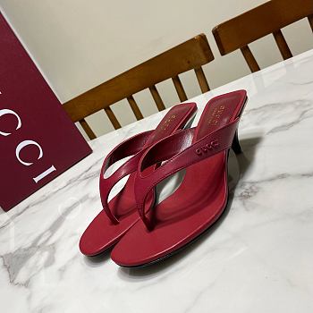 Fortok Gucci Vittoria Thong Sandals Burgundy Leather 5.5cm