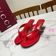 Fortok Gucci Vittoria Thong Sandals Red Leather 5.5cm - 1